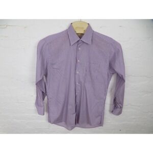 Vtg Gitman Gold Shirt Mens 15.5 32/33 Purple Striped Dress Long Sleeve USA Made